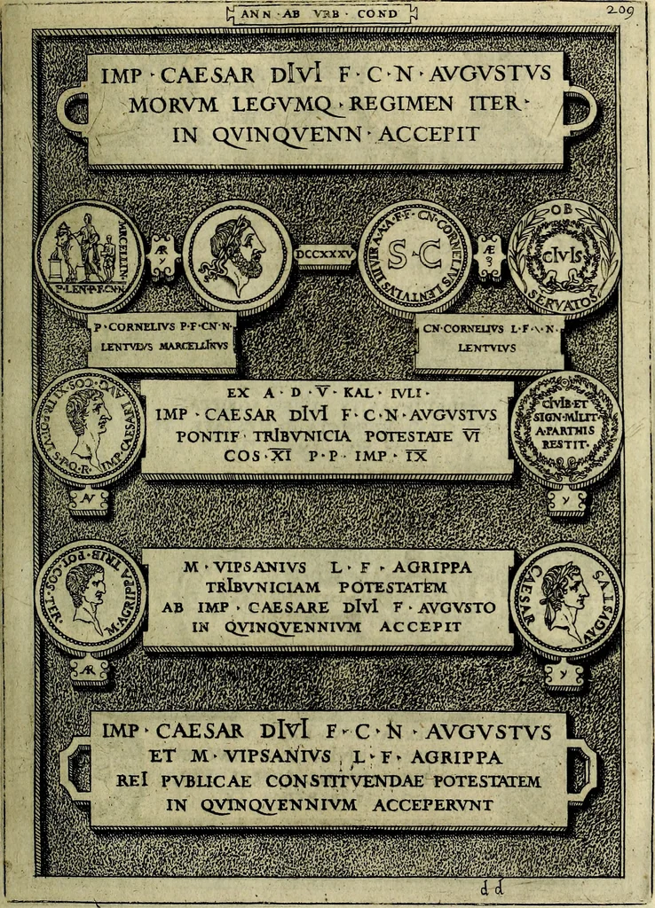 An illustration from Romanae et Graecae antiqvitatis monvmenta, e priscis nvmismatibvs, 1645, leaf 236