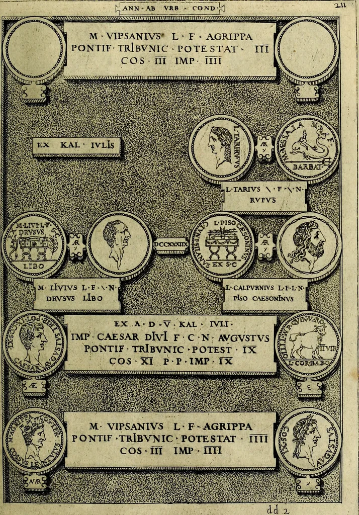 An illustration from Romanae et Graecae antiqvitatis monvmenta, e priscis nvmismatibvs, 1645, leaf 238
