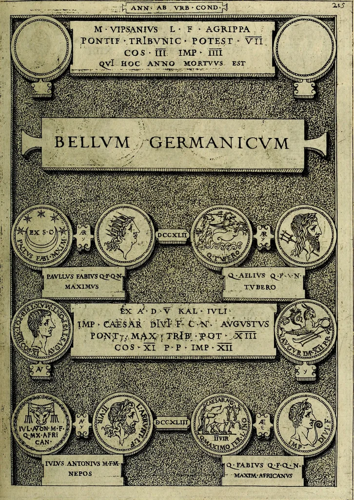 An illustration from Romanae et Graecae antiqvitatis monvmenta, e priscis nvmismatibvs, 1645, leaf 242