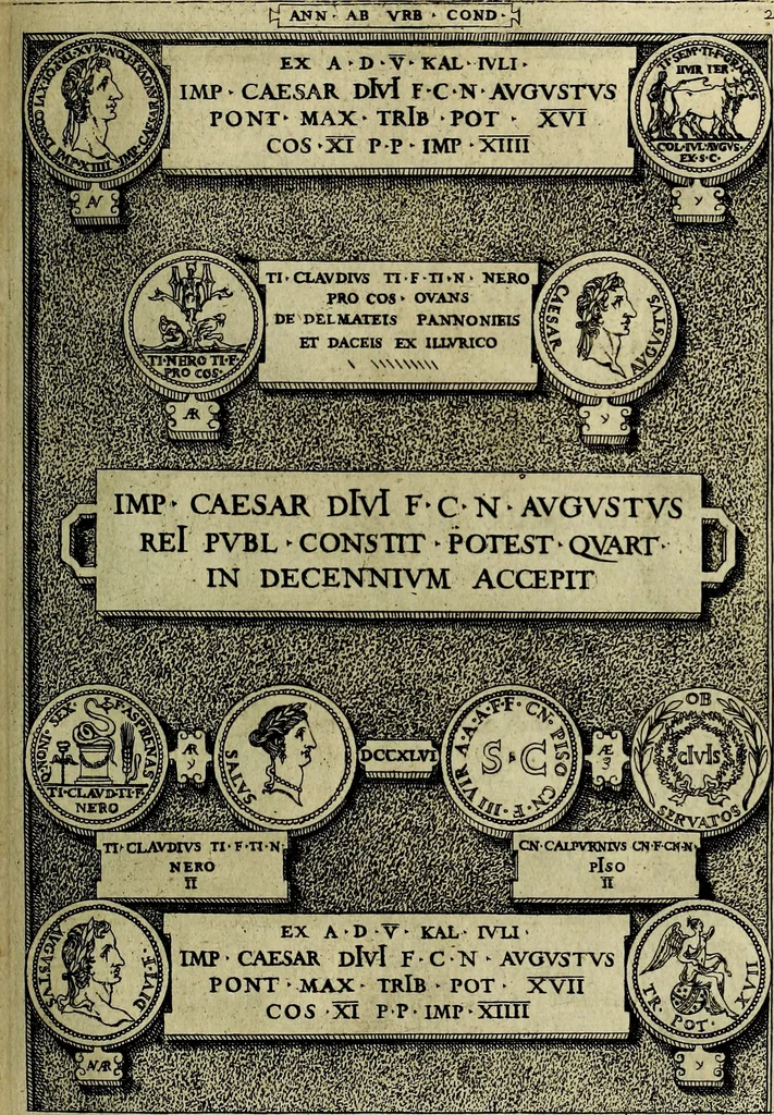 An illustration from Romanae et Graecae antiqvitatis monvmenta, e priscis nvmismatibvs, 1645, leaf 244