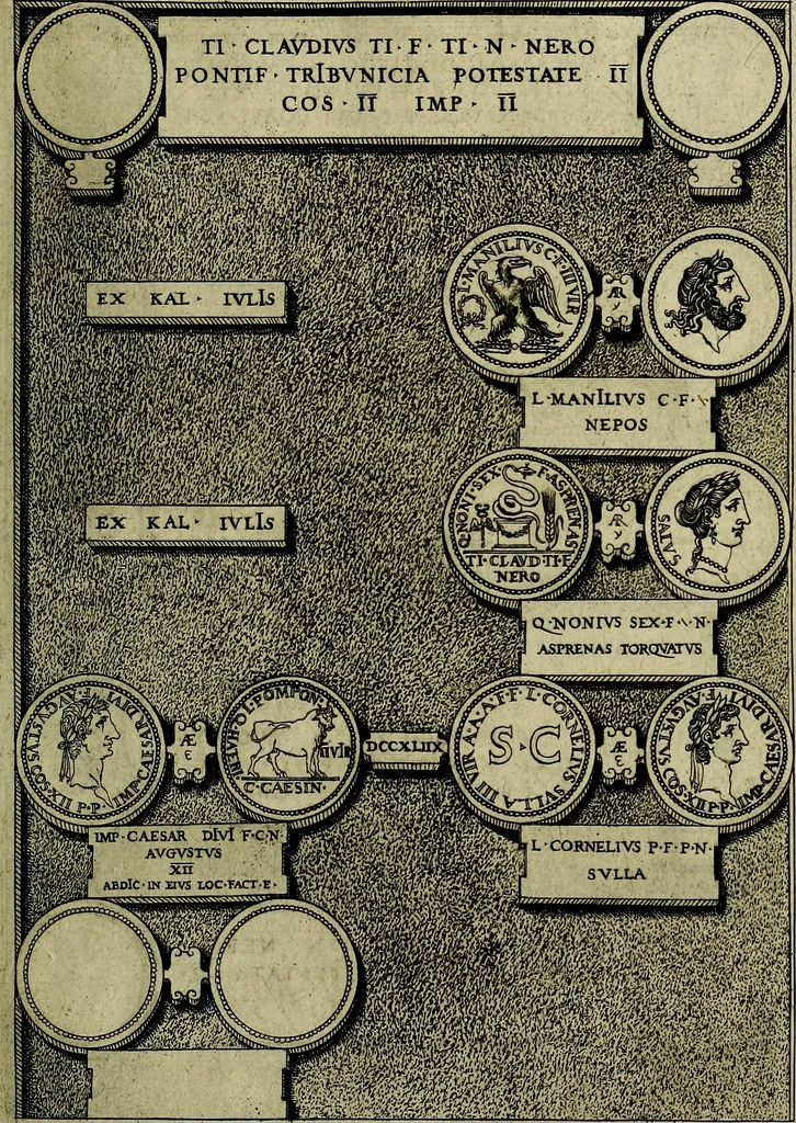An illustration from Romanae et Graecae antiqvitatis monvmenta, e priscis nvmismatibvs, 1645, leaf 246