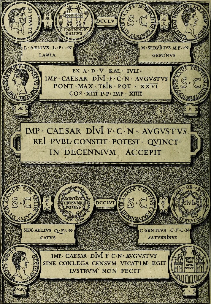 An illustration from Romanae et Graecae antiqvitatis monvmenta, e priscis nvmismatibvs, 1645, leaf 251