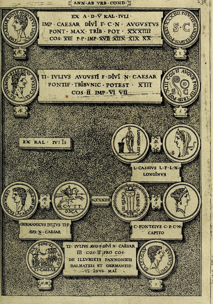 An illustration from Romanae et Graecae antiqvitatis monvmenta, e priscis nvmismatibvs, 1645, leaf 258