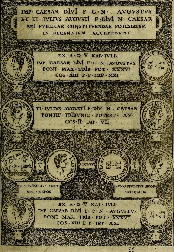 An illustration from Romanae et Graecae antiqvitatis monvmenta, e priscis nvmismatibvs, 1645, leaf 260