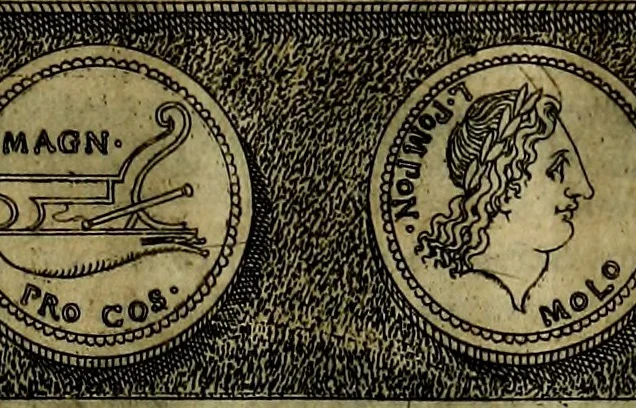 An illustration from Romanae et Graecae antiqvitatis monvmenta, e priscis nvmismatibvs, 1645, leaf 30