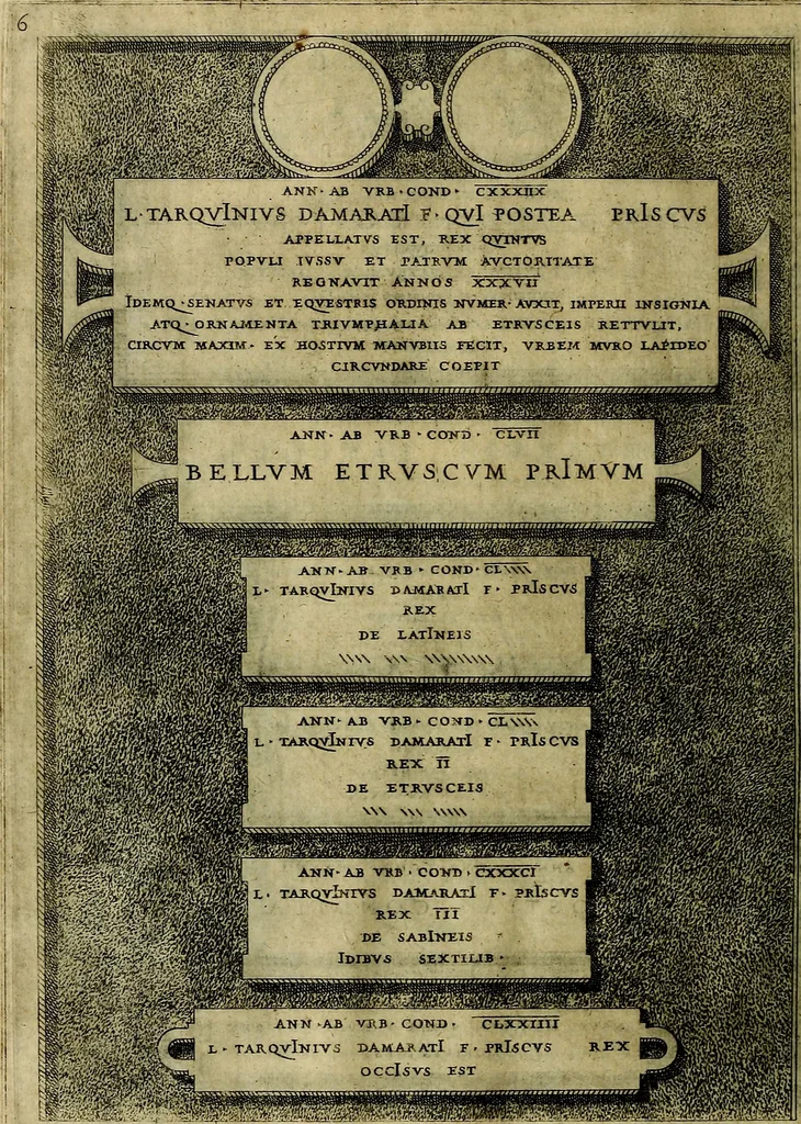 An illustration from Romanae et Graecae antiqvitatis monvmenta, e priscis nvmismatibvs, 1645, leaf 33