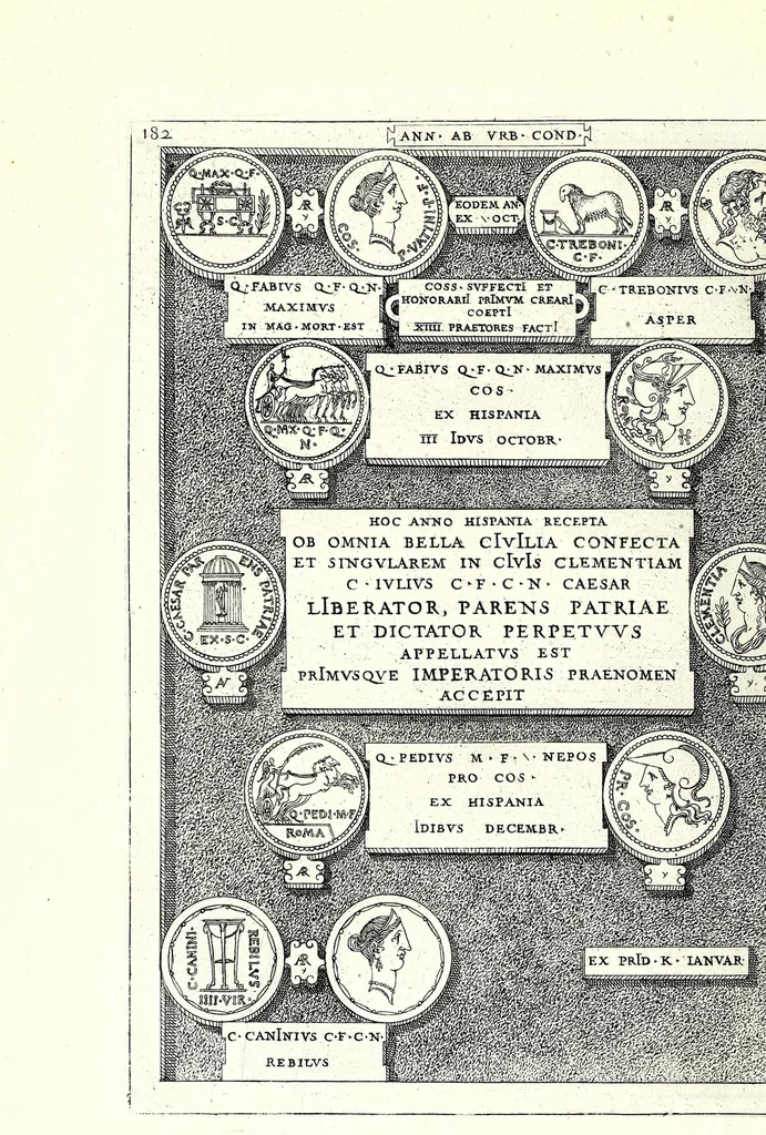 An illustration from Romanae et Graecae antiquitatis monumenta, e priscis numismatibus eruta, 1644, leaf 212