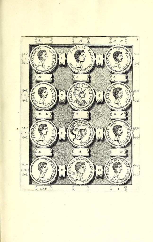 An illustration from Romanae et Graecae antiquitatis monumenta, e priscis numismatibus eruta, 1644, leaf 193