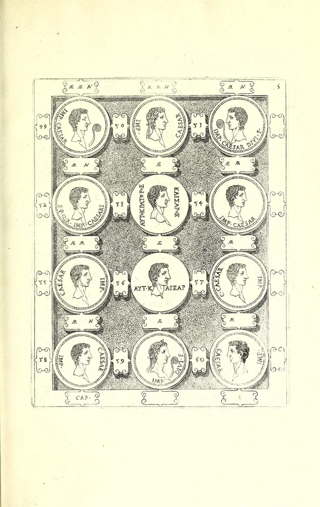 An illustration from Romanae et Graecae antiquitatis monumenta, e priscis numismatibus eruta, 1644, leaf 201