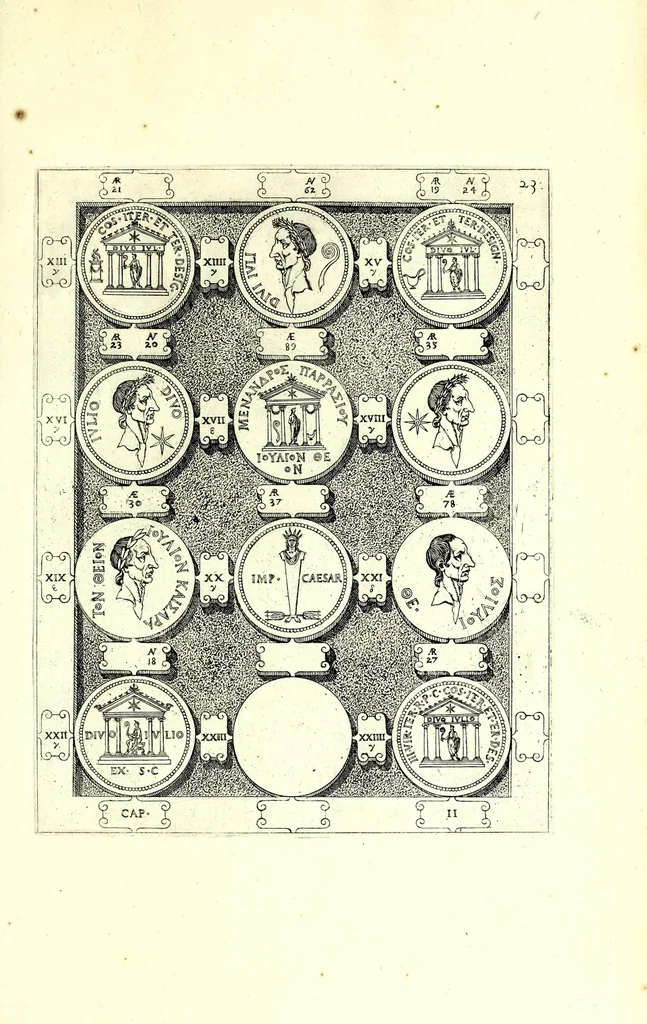 An illustration from Romanae et Graecae antiquitatis monumenta, e priscis numismatibus eruta, 1644, leaf 237
