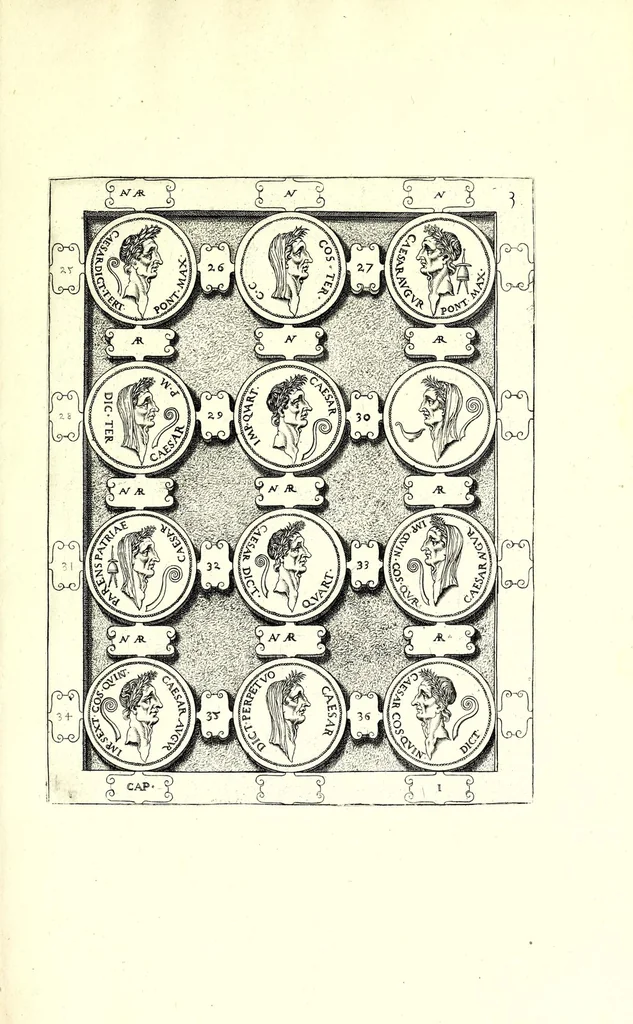 An illustration from Romanae et Graecae antiquitatis monumenta, e priscis numismatibus eruta, 1644, leaf 25