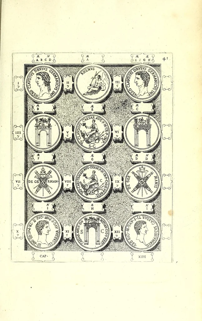 An illustration from Romanae et Graecae antiquitatis monumenta, e priscis numismatibus eruta, 1644, leaf 273