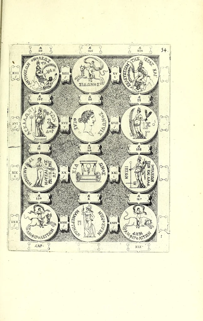 An illustration from Romanae et Graecae antiquitatis monumenta, e priscis numismatibus eruta, 1644, leaf 299