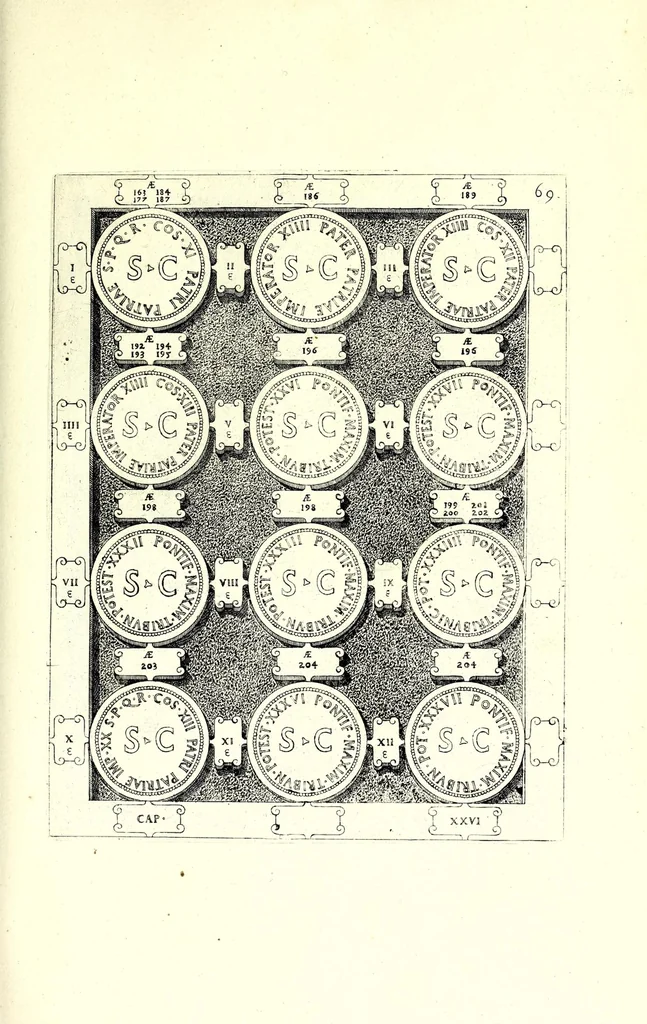 An illustration from Romanae et Graecae antiquitatis monumenta, e priscis numismatibus eruta, 1644, leaf 329