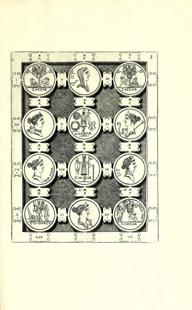 An illustration from Romanae et Graecae antiquitatis monumenta, e priscis numismatibus eruta, 1644, leaf 35