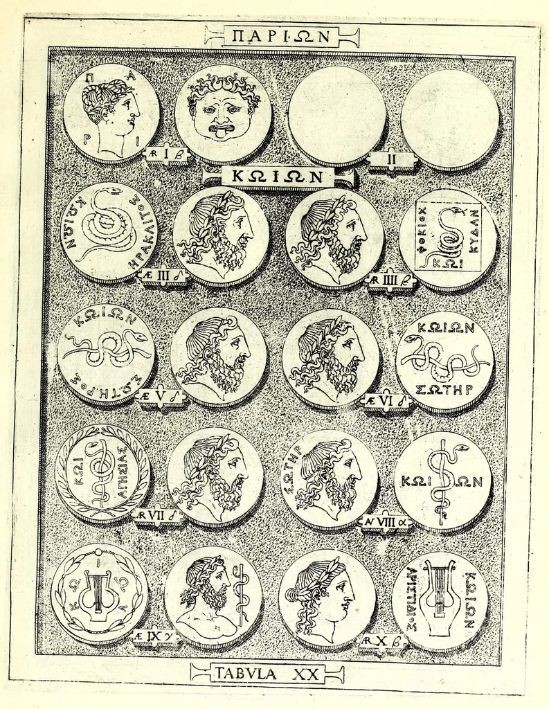 An illustration from Romanae et Graecae antiquitatis monumenta, e priscis numismatibus eruta, 1644, leaf 87