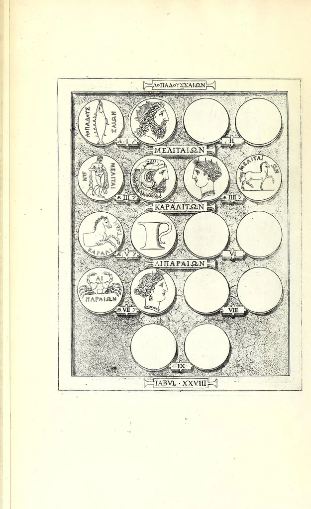An illustration from Romanae et Graecae antiquitatis monumenta, e priscis numismatibus eruta, 1644, leaf 94