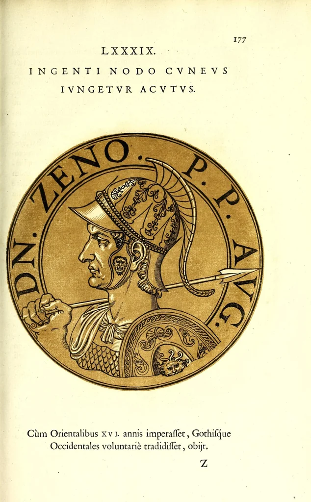 An illustration from Romanae et Graecae antiquitatis monumenta, e priscis numismatibus eruta, 1644, leaf 199
