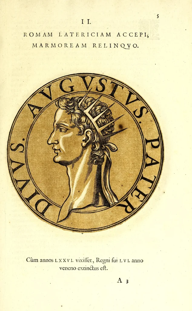 An illustration from Romanae et Graecae antiquitatis monumenta, e priscis numismatibus eruta, 1644, leaf 27