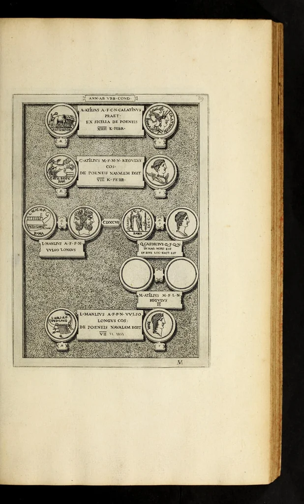 An illustration from Romanae et Graecae antiqvitatis monvmenta, e priscis nvmismatibvs, 1644, leaf 115