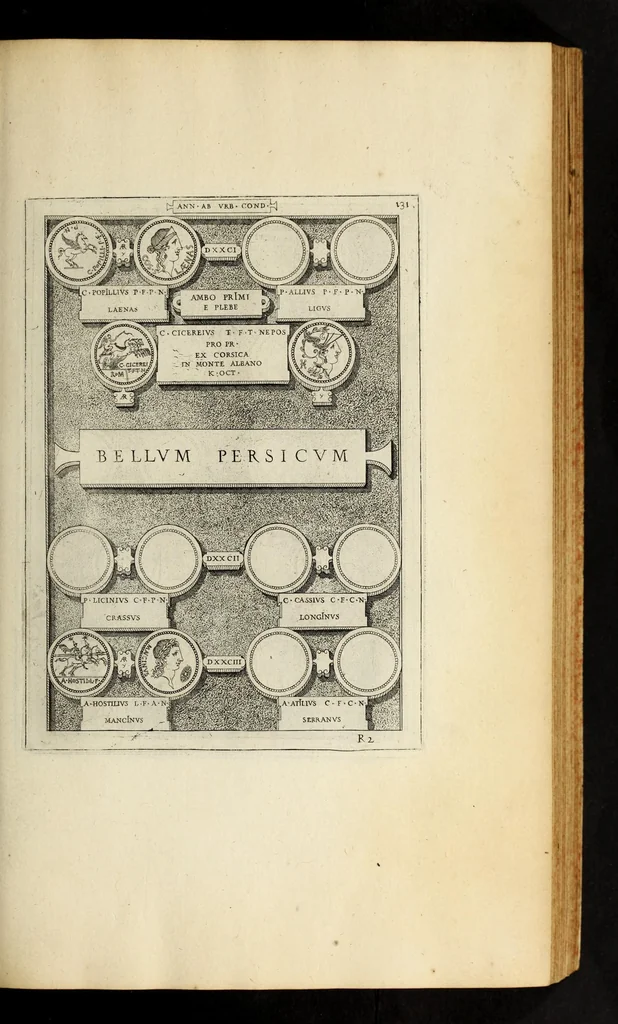 An illustration from Romanae et Graecae antiqvitatis monvmenta, e priscis nvmismatibvs, 1644, leaf 157