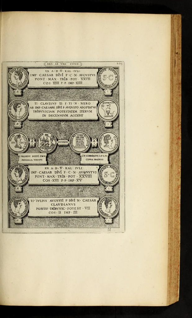 An illustration from Romanae et Graecae antiqvitatis monvmenta, e priscis nvmismatibvs, 1644, leaf 251