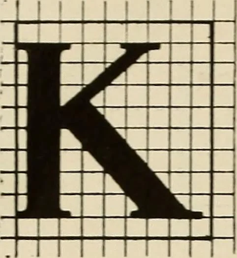 An illustration from A Roman alphabet and how to use it; a conventional Roman alphabet with full directions for its use in the lettering problems required in public, normal, art, and technical schools, and for the lettering problems which arise in the practice of architects, commercial illustrators, show-card writers and sign painters, 1917, leaf 27