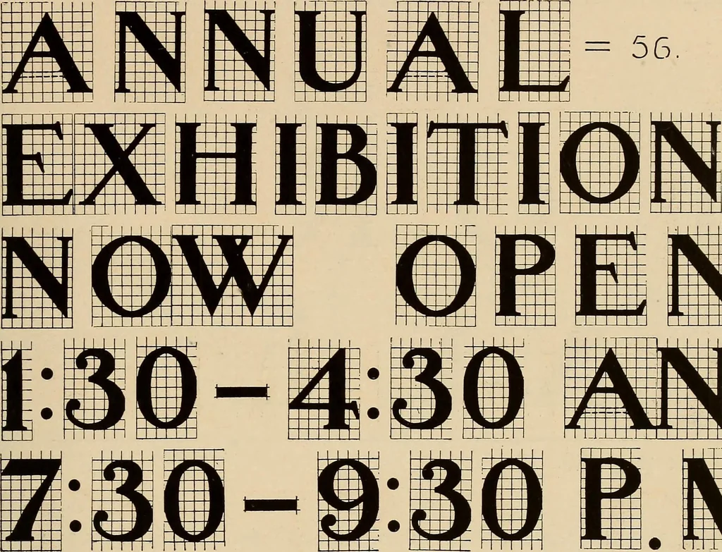 An illustration from A Roman alphabet and how to use it; a conventional Roman alphabet with full directions for its use in the lettering problems required in public, normal, art, and technical schools, and for the lettering problems which arise in the practice of architects, commercial illustrators, show-card writers and sign painters, 1917, leaf 30
