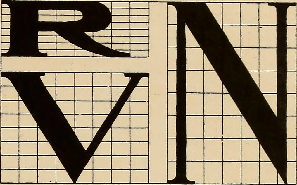 An illustration from A Roman alphabet and how to use it; a conventional Roman alphabet with full directions for its use in the lettering problems required in public, normal, art, and technical schools, and for the lettering problems which arise in the practice of architects, commercial illustrators, show-card writers and sign painters, 1917, leaf 34
