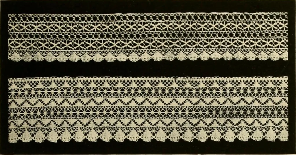An illustration from The romance of lace, its historical background, its present manufacture, its varieties and uses, 1920, leaf 44