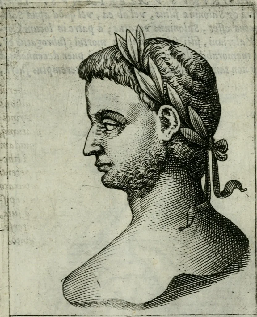 An illustration from Romanorvm imperatorvm effigies : elogijs ex diuersis scriptoribus per Thomam Treteru S. Mariae Transtyberim canonicum collectis, 1583, leaf 114
