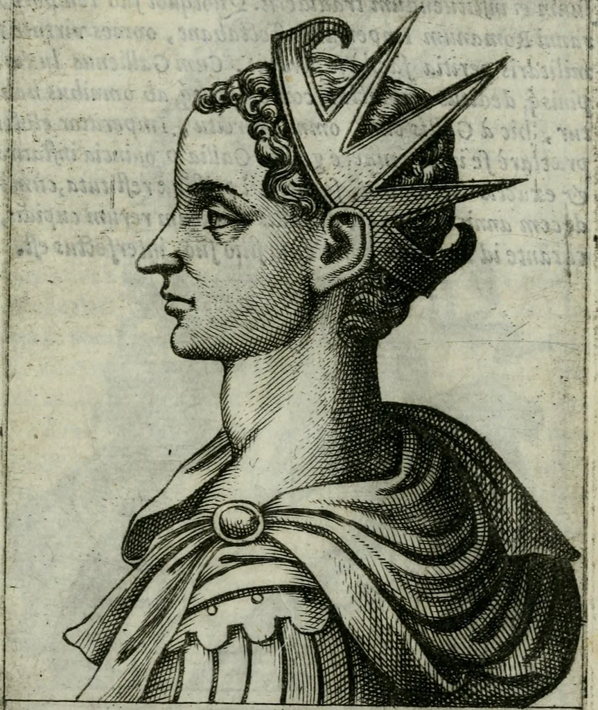 An illustration from Romanorvm imperatorvm effigies : elogijs ex diuersis scriptoribus per Thomam Treteru S. Mariae Transtyberim canonicum collectis, 1583, leaf 116