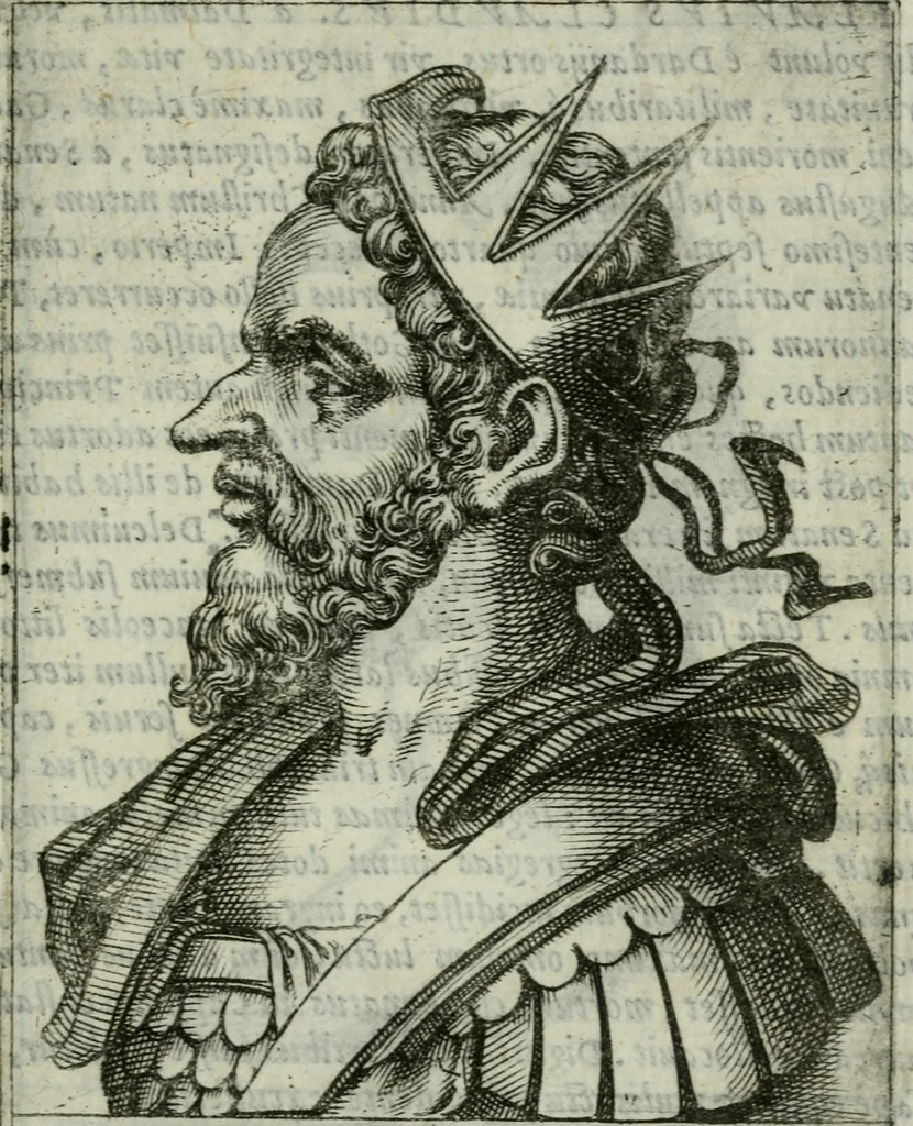 An illustration from Romanorvm imperatorvm effigies : elogijs ex diuersis scriptoribus per Thomam Treteru S. Mariae Transtyberim canonicum collectis, 1583, leaf 118