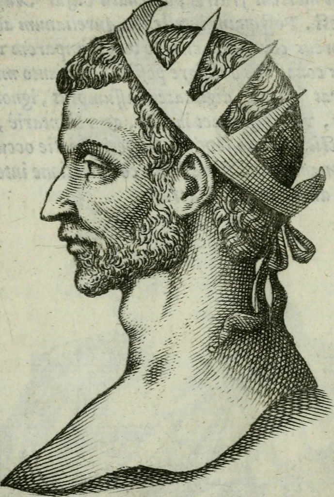 An illustration from Romanorvm imperatorvm effigies : elogijs ex diuersis scriptoribus per Thomam Treteru S. Mariae Transtyberim canonicum collectis, 1583, leaf 120