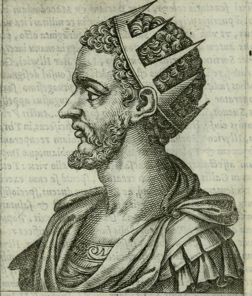 An illustration from Romanorvm imperatorvm effigies : elogijs ex diuersis scriptoribus per Thomam Treteru S. Mariae Transtyberim canonicum collectis, 1583, leaf 122