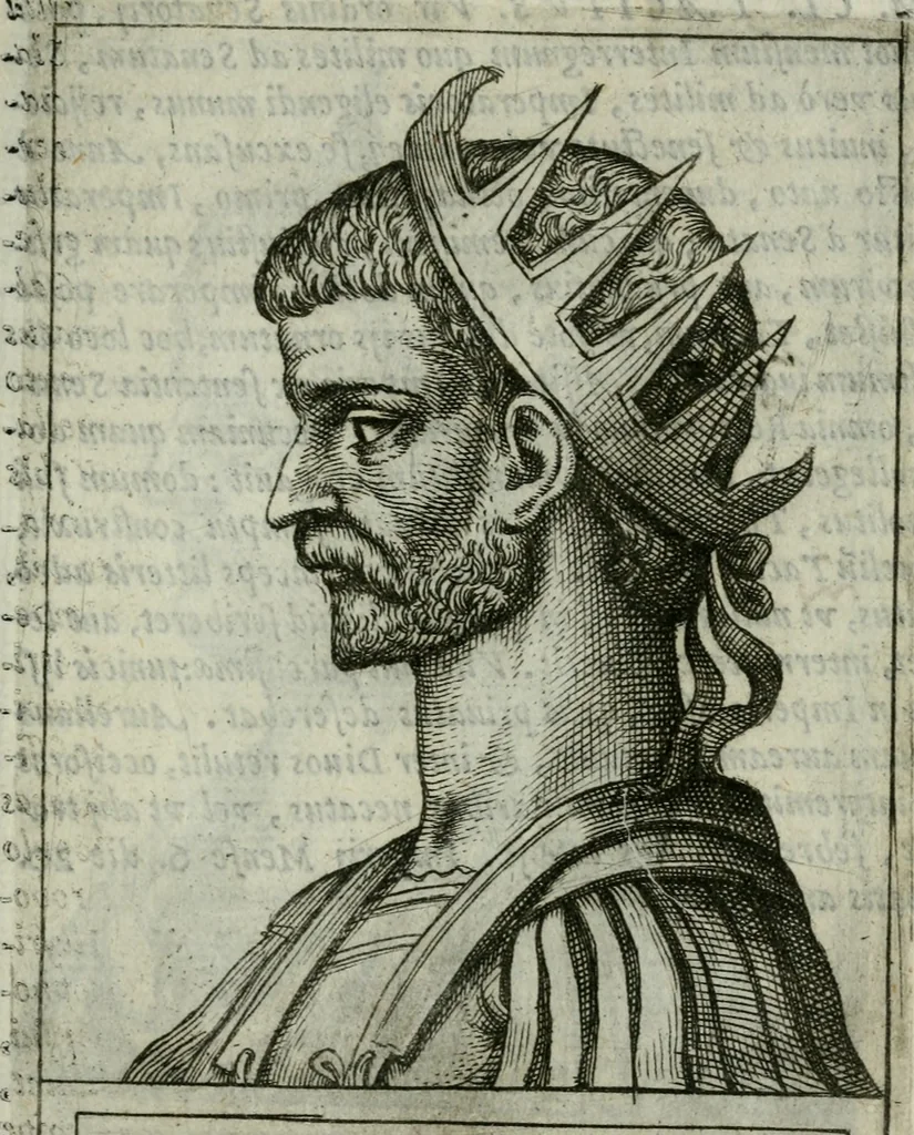 An illustration from Romanorvm imperatorvm effigies : elogijs ex diuersis scriptoribus per Thomam Treteru S. Mariae Transtyberim canonicum collectis, 1583, leaf 124