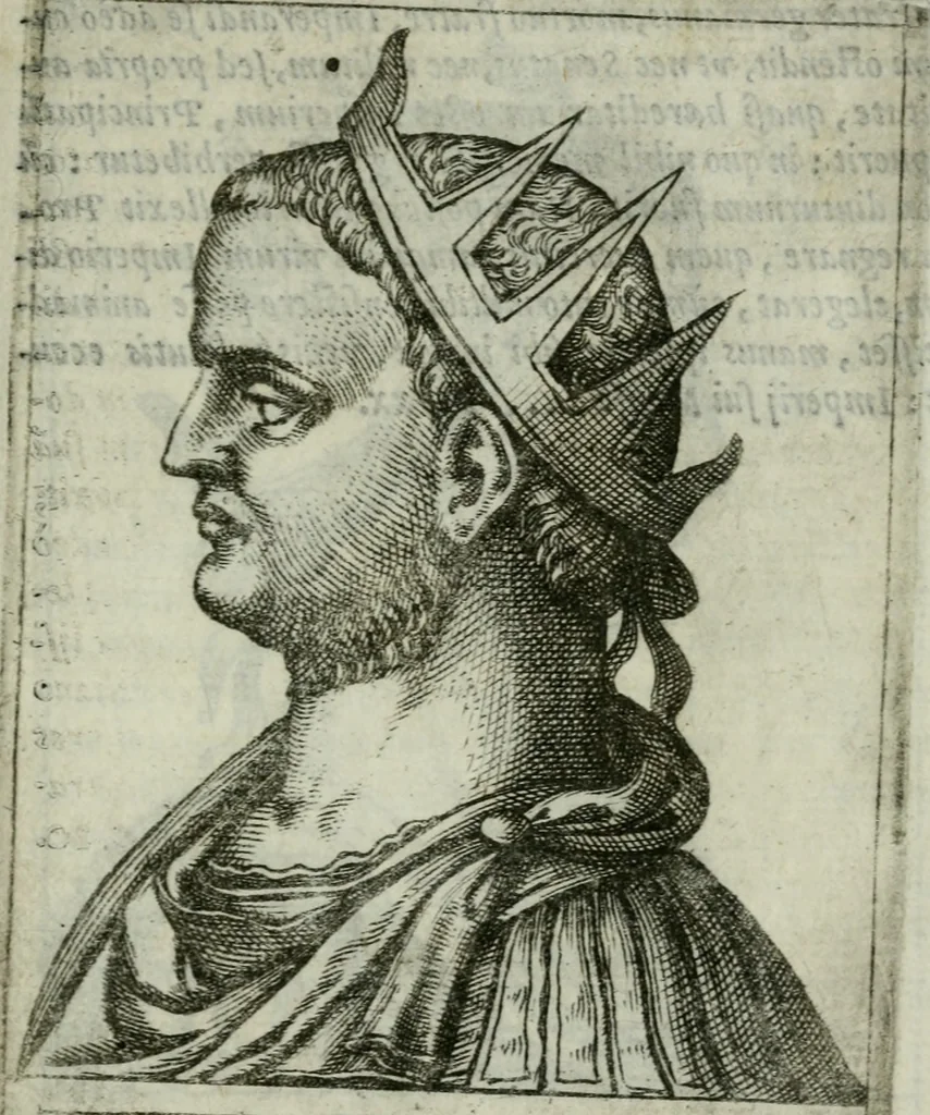 An illustration from Romanorvm imperatorvm effigies : elogijs ex diuersis scriptoribus per Thomam Treteru S. Mariae Transtyberim canonicum collectis, 1583, leaf 126