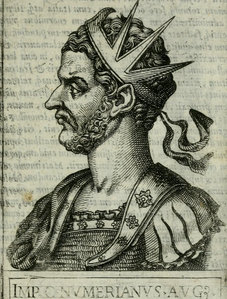 An illustration from Romanorvm imperatorvm effigies : elogijs ex diuersis scriptoribus per Thomam Treteru S. Mariae Transtyberim canonicum collectis, 1583, leaf 134