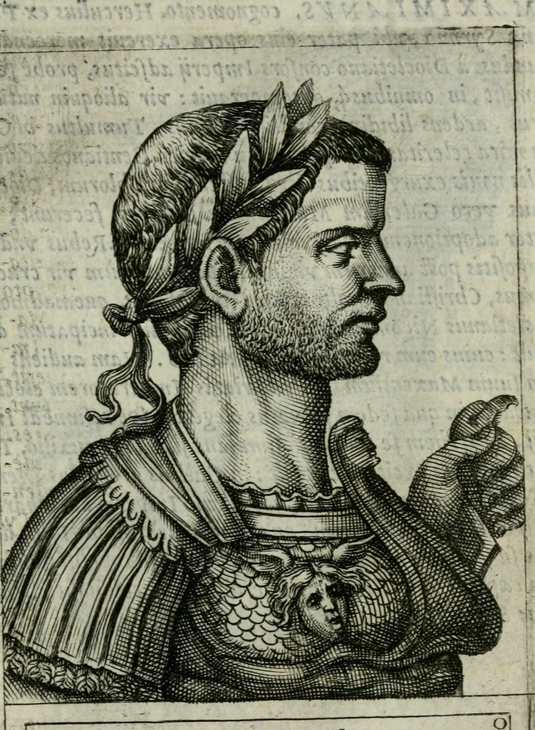An illustration from Romanorvm imperatorvm effigies : elogijs ex diuersis scriptoribus per Thomam Treteru S. Mariae Transtyberim canonicum collectis, 1583, leaf 138