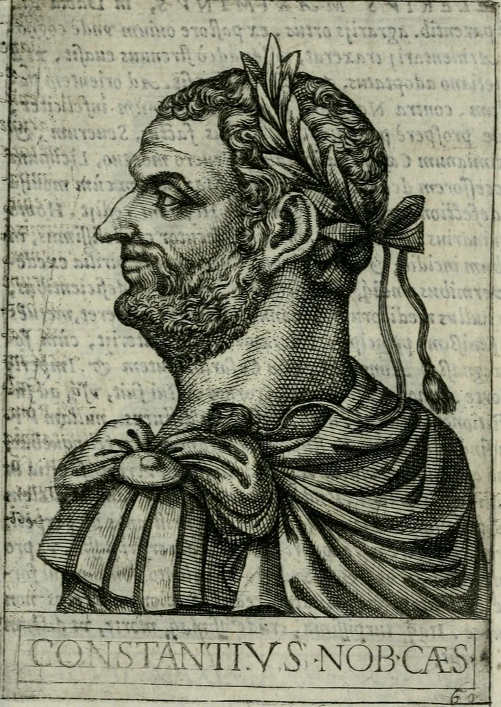 An illustration from Romanorvm imperatorvm effigies : elogijs ex diuersis scriptoribus per Thomam Treteru S. Mariae Transtyberim canonicum collectis, 1583, leaf 142