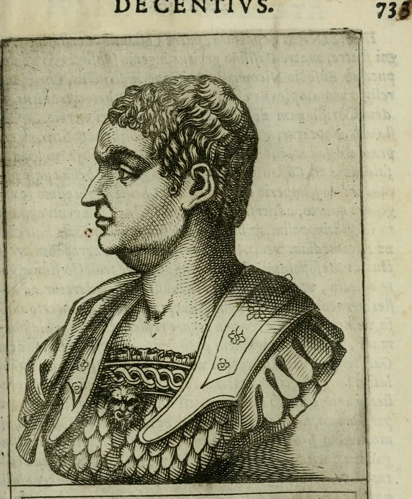 An illustration from Romanorvm imperatorvm effigies : elogijs ex diuersis scriptoribus per Thomam Treteru S. Mariae Transtyberim canonicum collectis, 1583, leaf 168