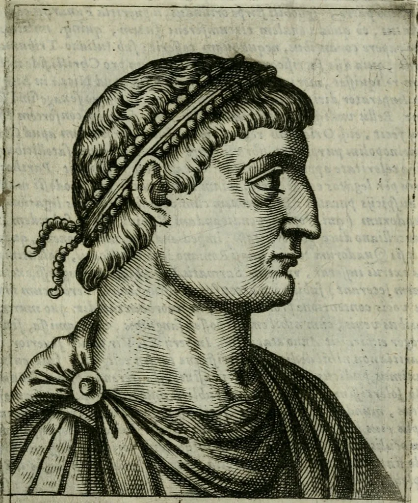 An illustration from Romanorvm imperatorvm effigies : elogijs ex diuersis scriptoribus per Thomam Treteru S. Mariae Transtyberim canonicum collectis, 1583, leaf 172