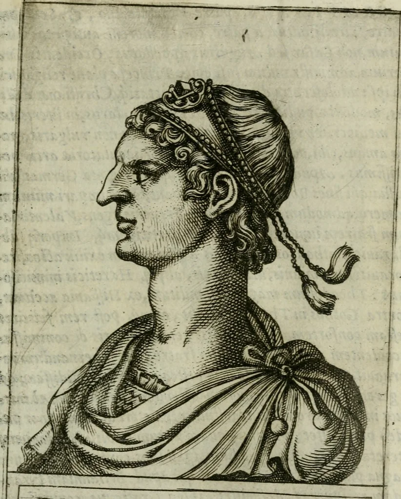 An illustration from Romanorvm imperatorvm effigies : elogijs ex diuersis scriptoribus per Thomam Treteru S. Mariae Transtyberim canonicum collectis, 1583, leaf 176