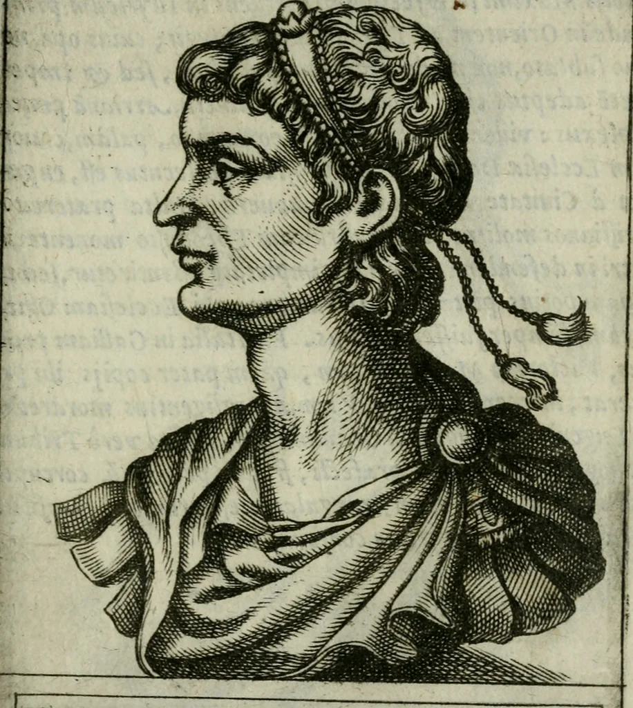An illustration from Romanorvm imperatorvm effigies : elogijs ex diuersis scriptoribus per Thomam Treteru S. Mariae Transtyberim canonicum collectis, 1583, leaf 180
