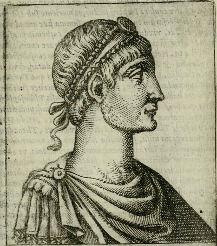 An illustration from Romanorvm imperatorvm effigies : elogijs ex diuersis scriptoribus per Thomam Treteru S. Mariae Transtyberim canonicum collectis, 1583, leaf 188