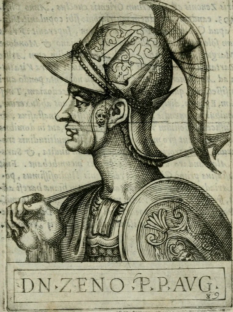 An illustration from Romanorvm imperatorvm effigies : elogijs ex diuersis scriptoribus per Thomam Treteru S. Mariae Transtyberim canonicum collectis, 1583, leaf 198