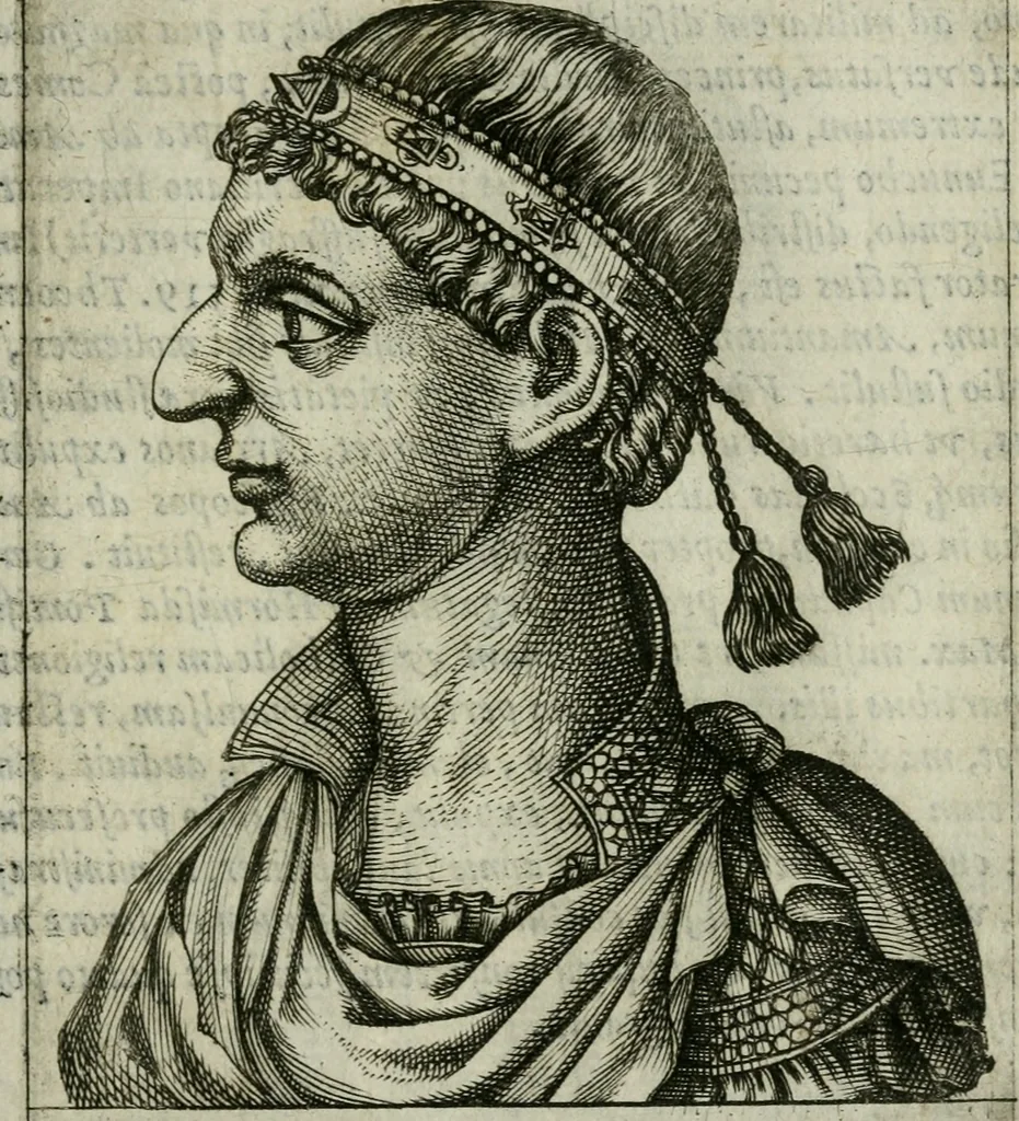 An illustration from Romanorvm imperatorvm effigies : elogijs ex diuersis scriptoribus per Thomam Treteru S. Mariae Transtyberim canonicum collectis, 1583, leaf 200