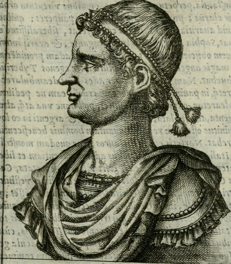 An illustration from Romanorvm imperatorvm effigies : elogijs ex diuersis scriptoribus per Thomam Treteru S. Mariae Transtyberim canonicum collectis, 1583, leaf 206