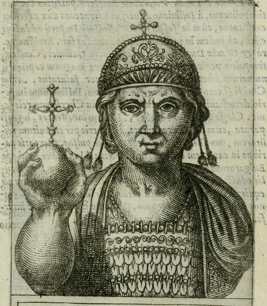 An illustration from Romanorvm imperatorvm effigies : elogijs ex diuersis scriptoribus per Thomam Treteru S. Mariae Transtyberim canonicum collectis, 1583, leaf 220