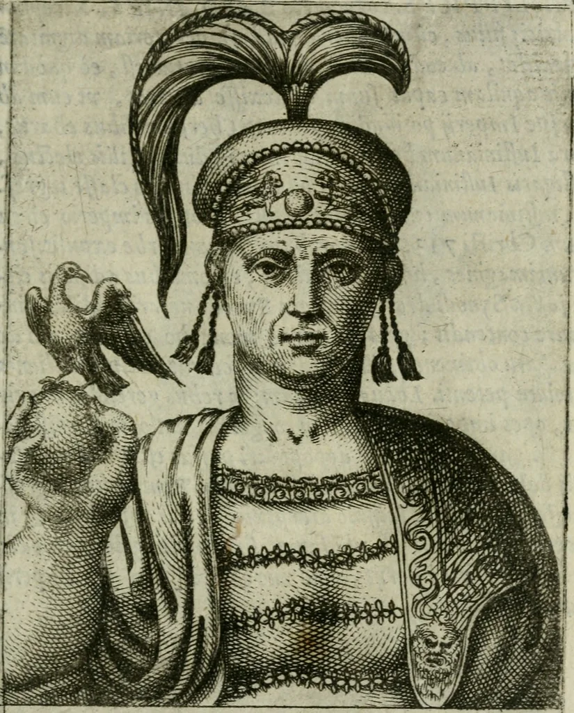 An illustration from Romanorvm imperatorvm effigies : elogijs ex diuersis scriptoribus per Thomam Treteru S. Mariae Transtyberim canonicum collectis, 1583, leaf 224